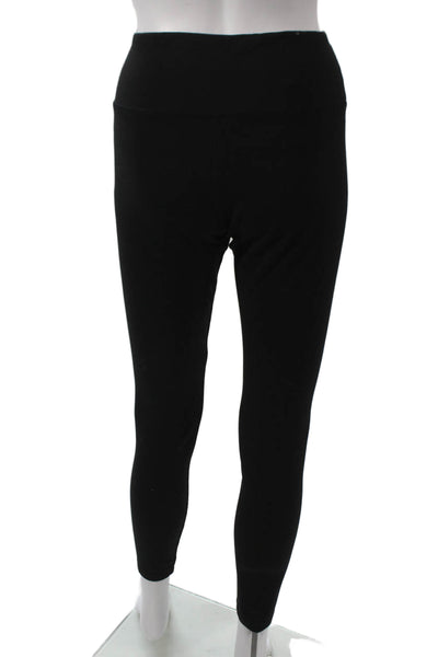 Felina Women Black Ankle Leggings Polyester Spandex Solid Size L