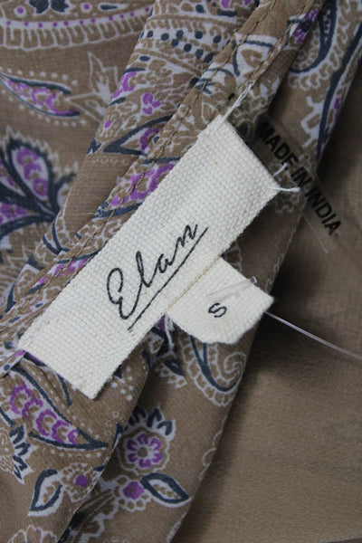 Elan Womens Maxi Dress Paisley V-Neck Long Sleeve Multicolor Size S