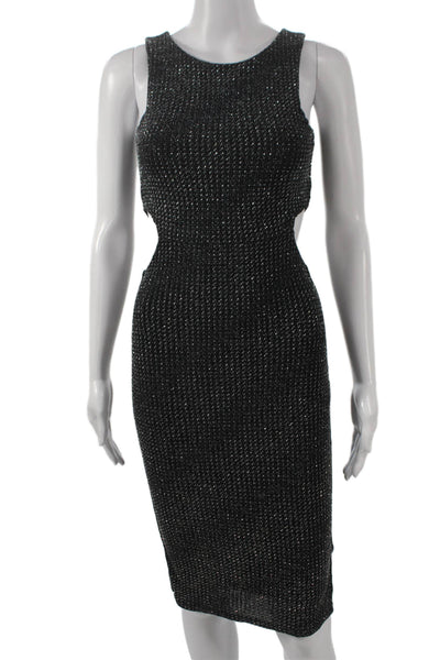 Topshop Womens Bodycon Dress Black Metallic Sleeveless Size 0