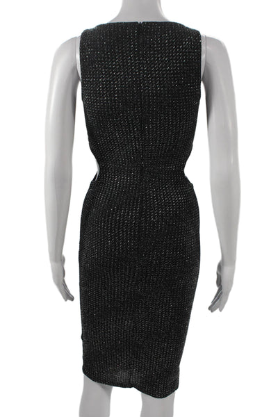 Topshop Womens Bodycon Dress Black Metallic Sleeveless Size 0