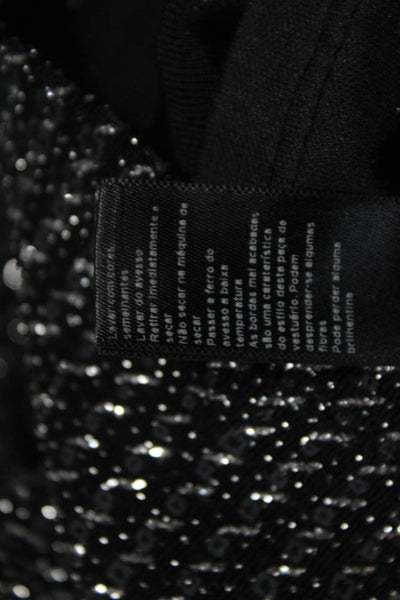 Topshop Womens Bodycon Dress Black Metallic Sleeveless Size 0