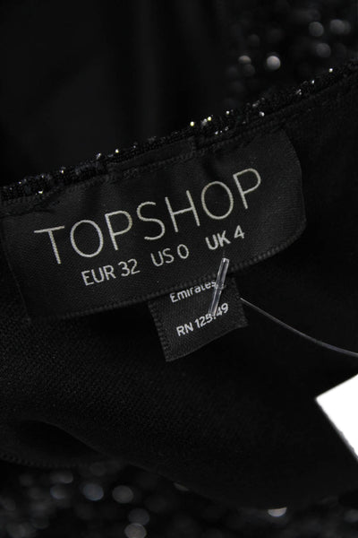 Topshop Womens Bodycon Dress Black Metallic Sleeveless Size 0