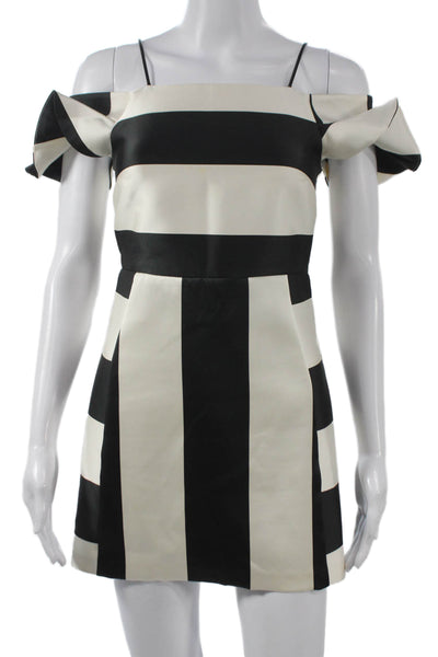 Topshop Womens Mini Striped Off Shoulder Short Sleeve Dress Size 0