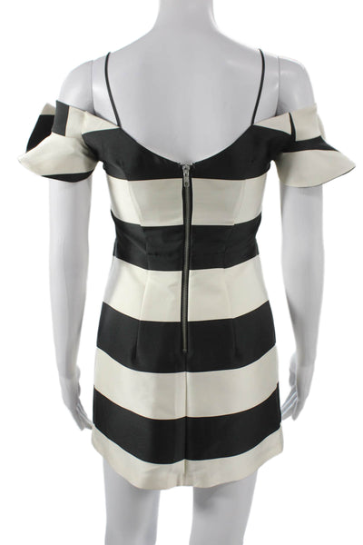 Topshop Womens Mini Striped Off Shoulder Short Sleeve Dress Size 0