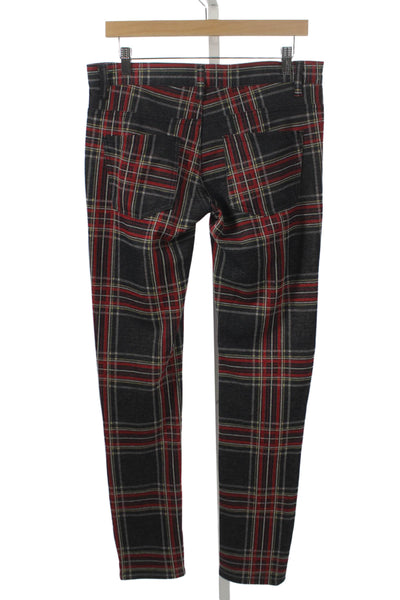 Zara Mens Chino Plaid Pants Multicolor Button Closure Size 8