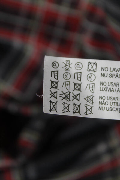 Zara Mens Chino Plaid Pants Multicolor Button Closure Size 8