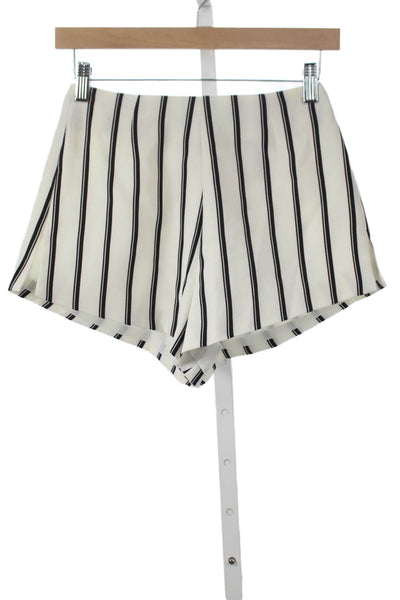 TOBI Women Hot Pants Striped White Polyester Zip Closure Size XS