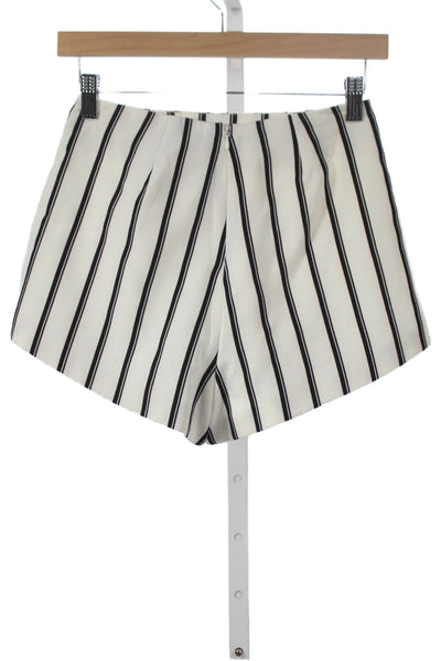TOBI Women Hot Pants Striped White Polyester Zip Closure Size XS