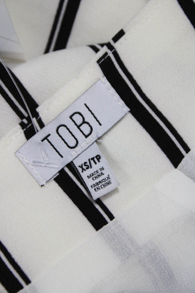 TOBI Women Hot Pants Striped White Polyester Zip Closure Size XS