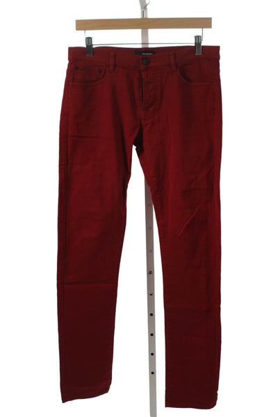 The Kooples Mens Red Straight Jeans Cotton Button 32 Inseam Size 29