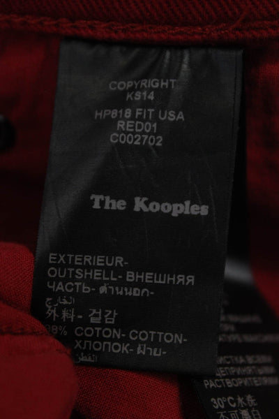 The Kooples Mens Red Straight Jeans Cotton Button 32 Inseam Size 29