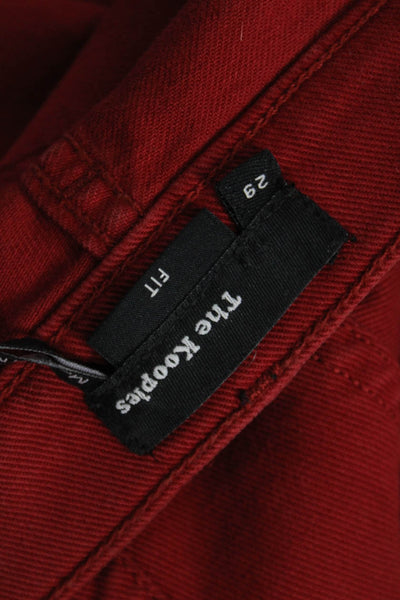 The Kooples Mens Red Straight Jeans Cotton Button 32 Inseam Size 29