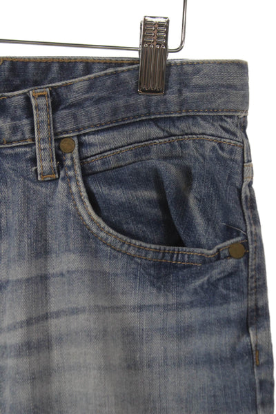Zara Mens Straight Jeans Blue Distressed Cotton Blend Size 31
