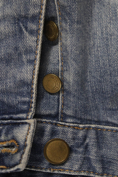 Zara Mens Straight Jeans Blue Distressed Cotton Blend Size 31