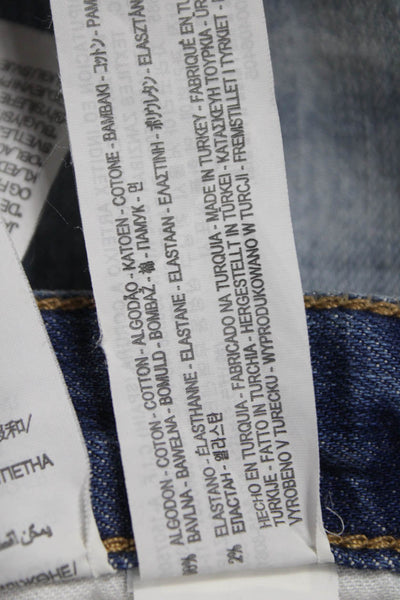 Zara Mens Straight Jeans Blue Distressed Cotton Blend Size 31