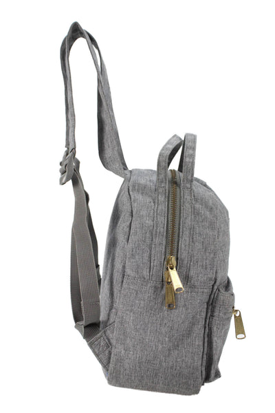 Herschel Supply Co. Womens Pocket Front Logo Small Canvas Backpack Handbag Gray