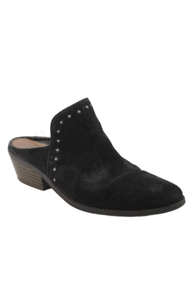 Sonoma Womens Slip On Block Heel Round Toe Suede Mules Black Size 8