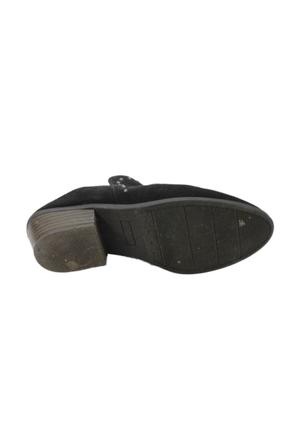 Sonoma Womens Slip On Block Heel Round Toe Suede Mules Black Size 8