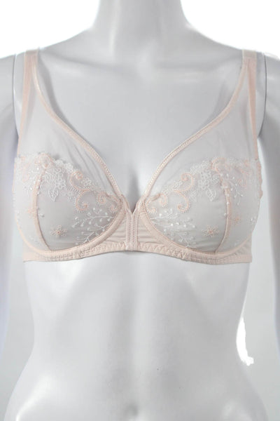 Simone Perele Womens Embroidered Under Wire Bra Pink Size 34 C