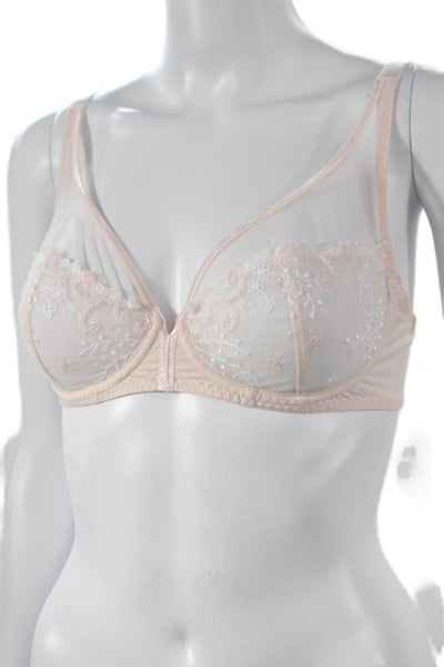 Simone Perele Womens Embroidered Under Wire Bra Pink Size 34 C
