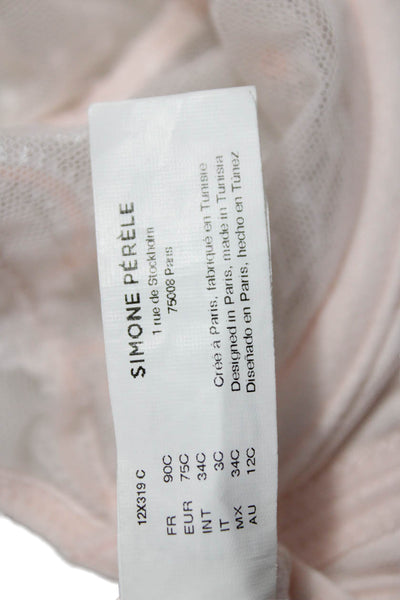 Simone Perele Womens Embroidered Under Wire Bra Pink Size 34 C