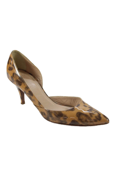 J Crew Womens Animal Print Pointed Toe D'Orsay Pumps Brown Size 39.5 9.5