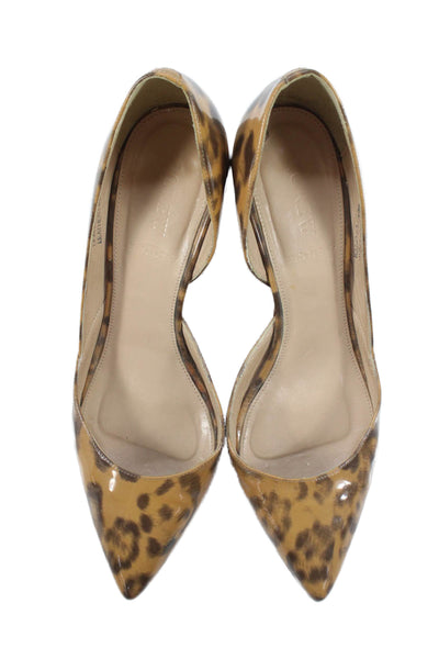 J Crew Womens Animal Print Pointed Toe D'Orsay Pumps Brown Size 39.5 9.5
