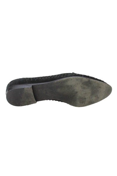 J Crew Womens Suede Jeweled Slide On Loafers Black Size 9.5