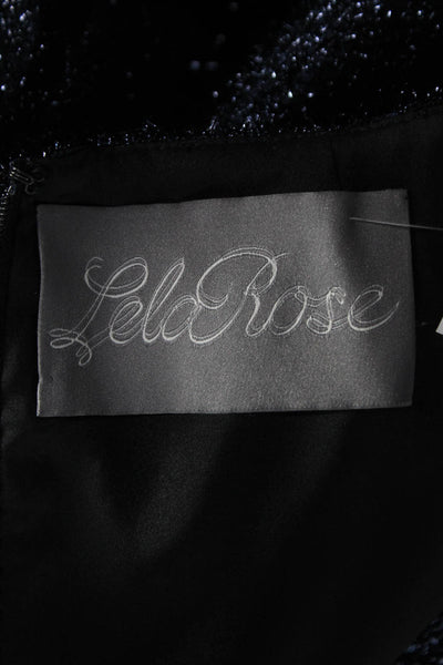Lela Rose Womens Midi Dress Black V Neck Sleeveless Calligraphy Print Size 10