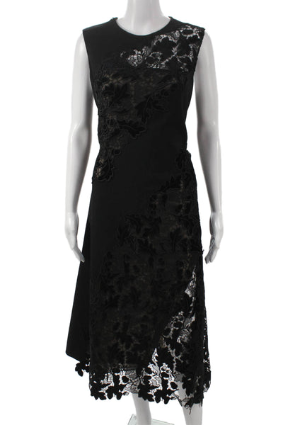 Oscar de la Renta Women Black Lace Sleeveless Crew Neck Dress Size 10