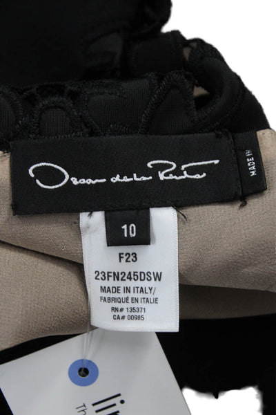 Oscar de la Renta Women Black Lace Sleeveless Crew Neck Dress Size 10