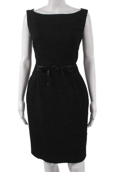 Not Available Womens Modern Black Knee Length Dress Sleeveless Boat Neck Size 8