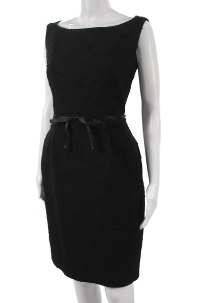 Not Available Womens Modern Black Knee Length Dress Sleeveless Boat Neck Size 8