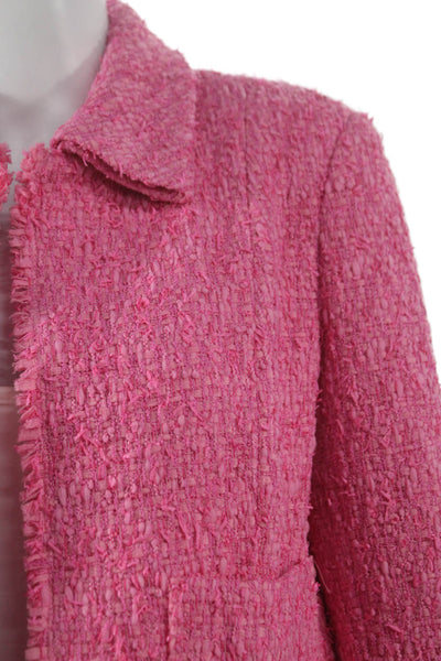 Oscar de la Renta Women Calligraphy Print Pink Polyester Coat Size 8