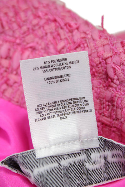 Oscar de la Renta Women Calligraphy Print Pink Polyester Coat Size 8
