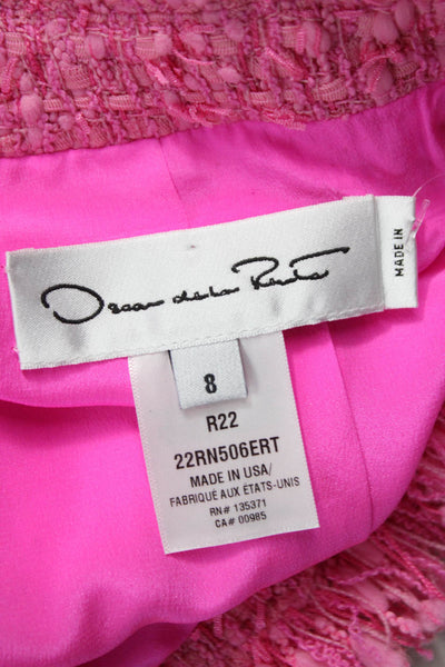 Oscar de la Renta Women Calligraphy Print Pink Polyester Coat Size 8