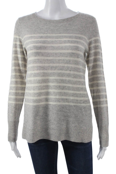 C&C California Womens Pullover Sweater Gray Striped Cashmere Size S