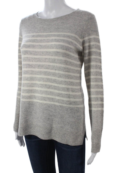 C&C California Womens Pullover Sweater Gray Striped Cashmere Size S