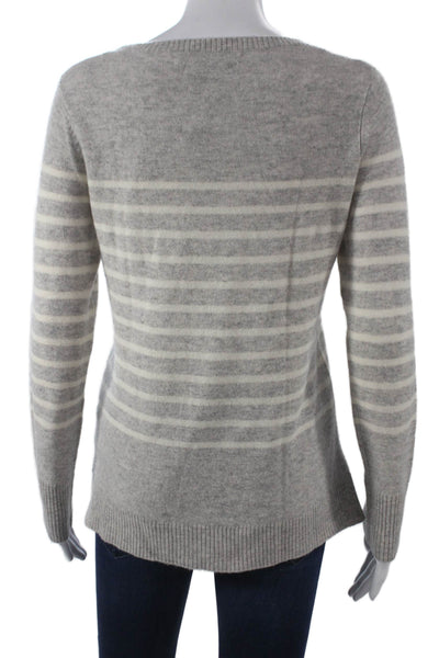 C&C California Womens Pullover Sweater Gray Striped Cashmere Size S