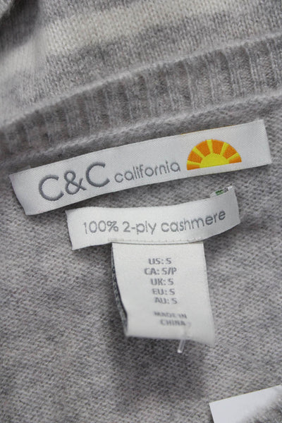 C&C California Womens Pullover Sweater Gray Striped Cashmere Size S