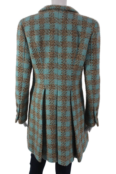 Chanel Womens 2022 Wool Overcoat Wool Check Multicolor Button Long Sleeve Sz 44