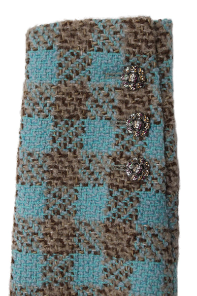 Chanel Womens 2022 Wool Overcoat Wool Check Multicolor Button Long Sleeve Sz 44