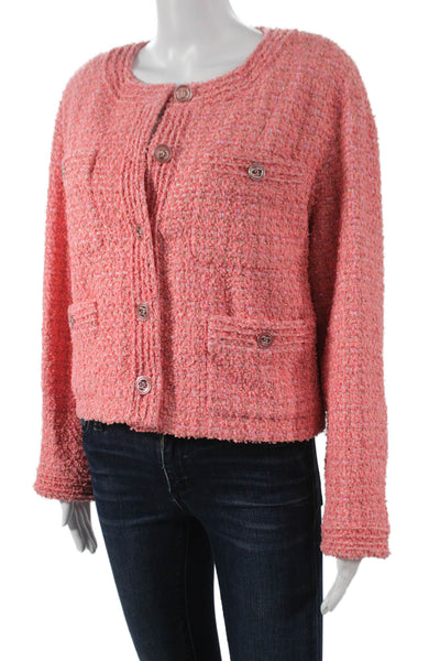 Chanel Women 2022 Tweed  Jacket Pink Button Long Sleeve Size 38