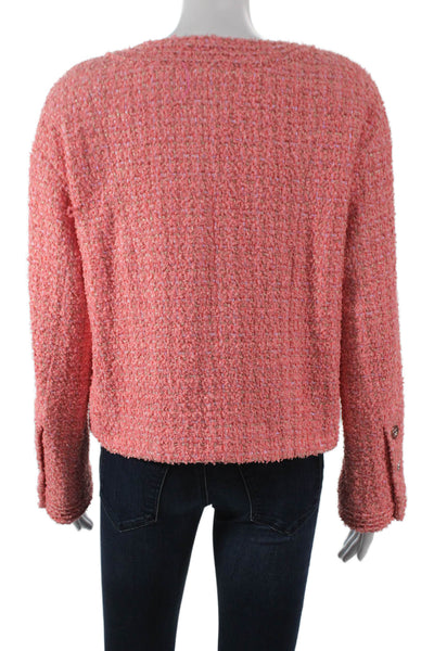 Chanel Women 2022 Tweed  Jacket Pink Button Long Sleeve Size 38