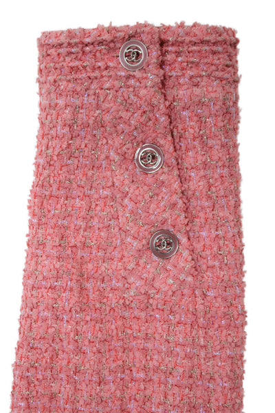 Chanel Women 2022 Tweed  Jacket Pink Button Long Sleeve Size 38