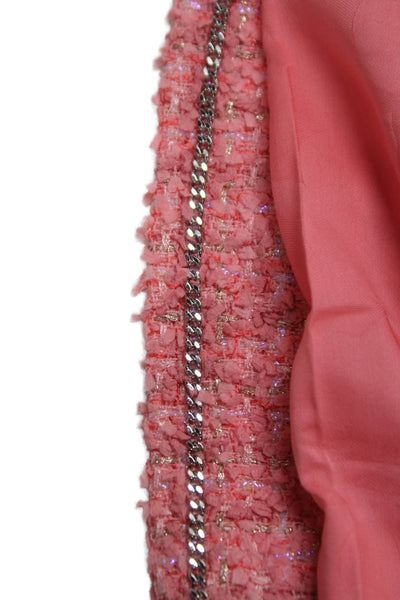 Chanel Women 2022 Tweed  Jacket Pink Button Long Sleeve Size 38