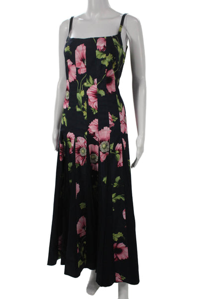 Oscar de la Renta Women Maxi Floral Dress Square Neck Sleeveless Size 12