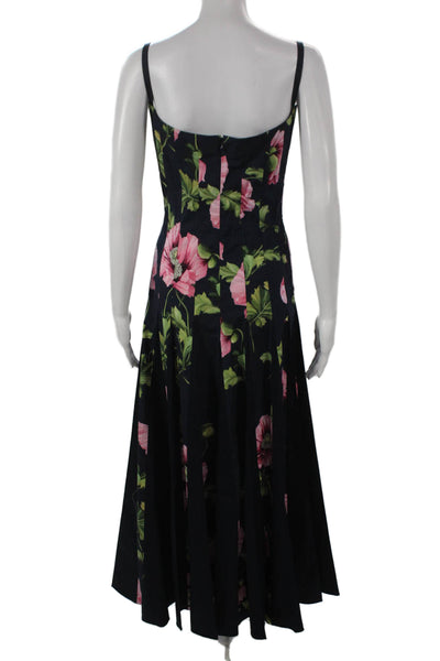 Oscar de la Renta Women Maxi Floral Dress Square Neck Sleeveless Size 12