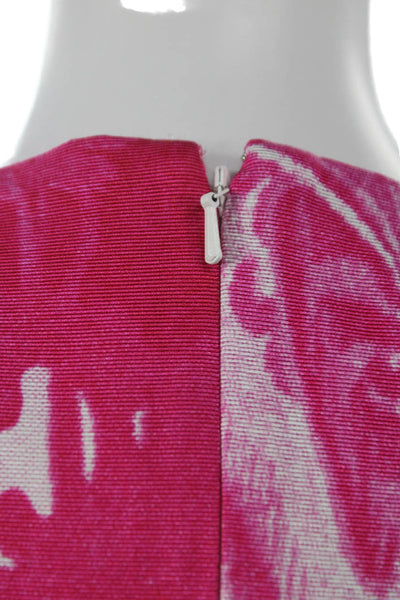 Erdem Womens Sheath Dress Pink Floral Boat Neck Sleeveless Cotton Size 10