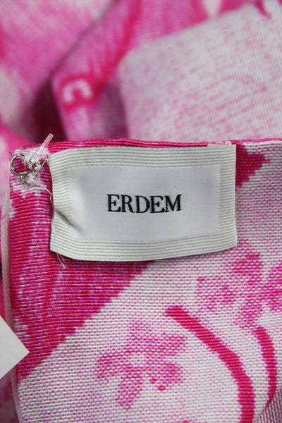 Erdem Womens Sheath Dress Pink Floral Boat Neck Sleeveless Cotton Size 10